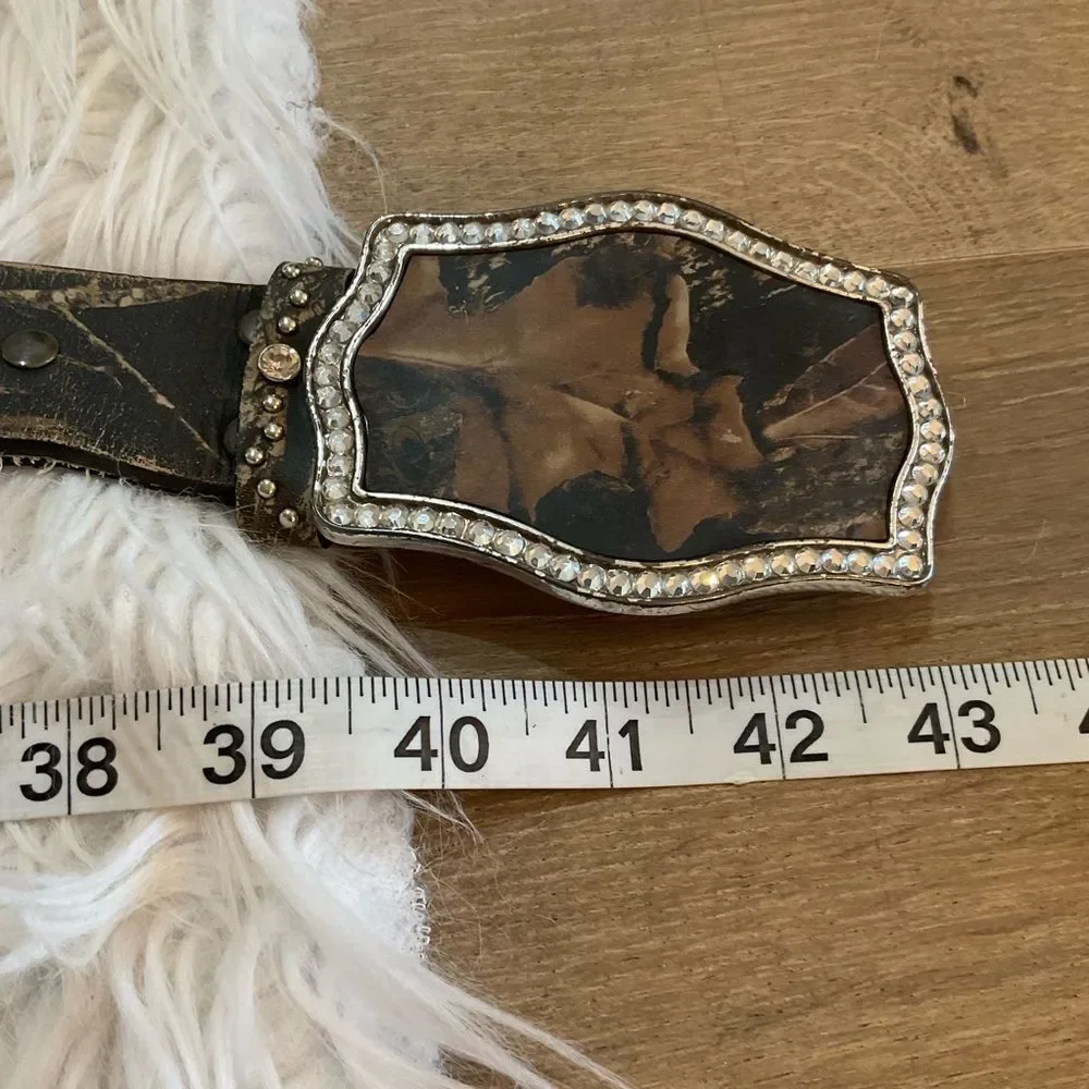 Nocona Brown Women's Genuine Leather Studded Western Cowboy Belt Size M